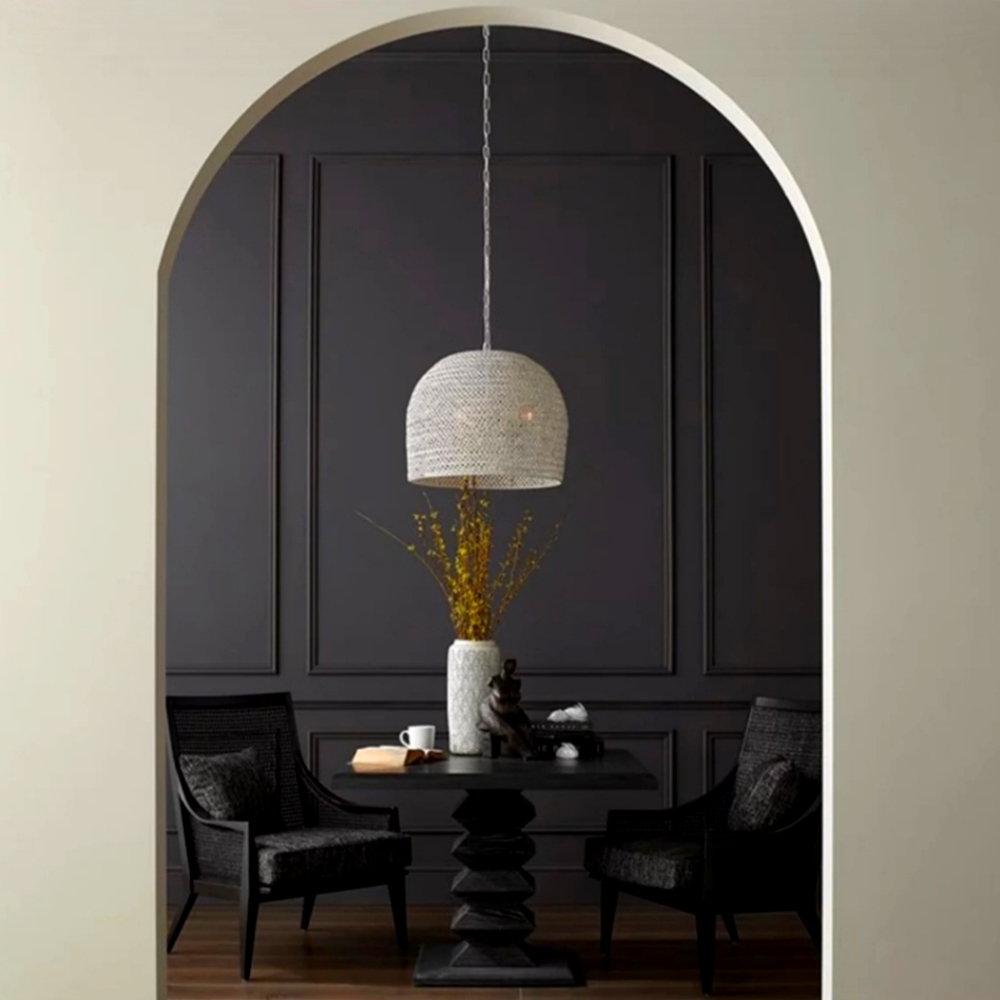 New - 3-Light White Rope Cage light fixture